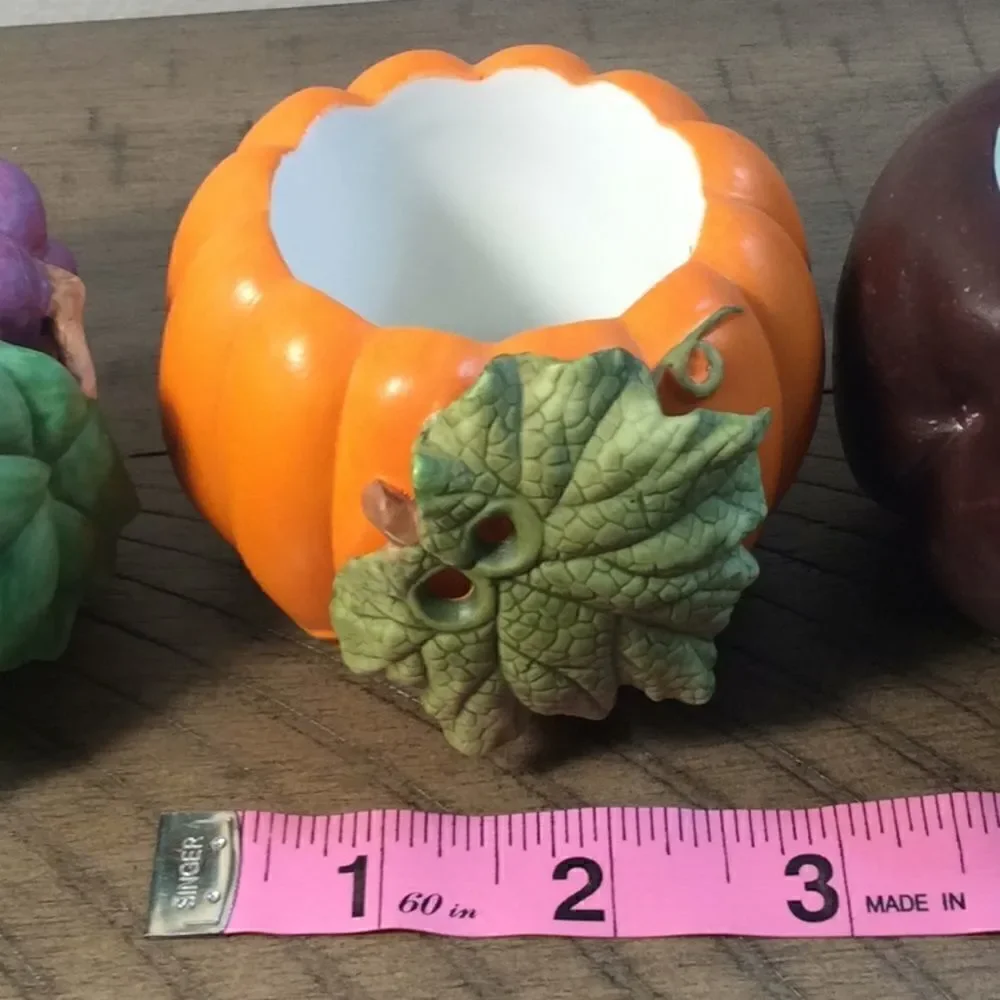6 Cornucopia tea candleholders grapes 🍇 pear 🍐pumpkin 🎃 peach 🍑 squash &plum - Picture 13 of 16